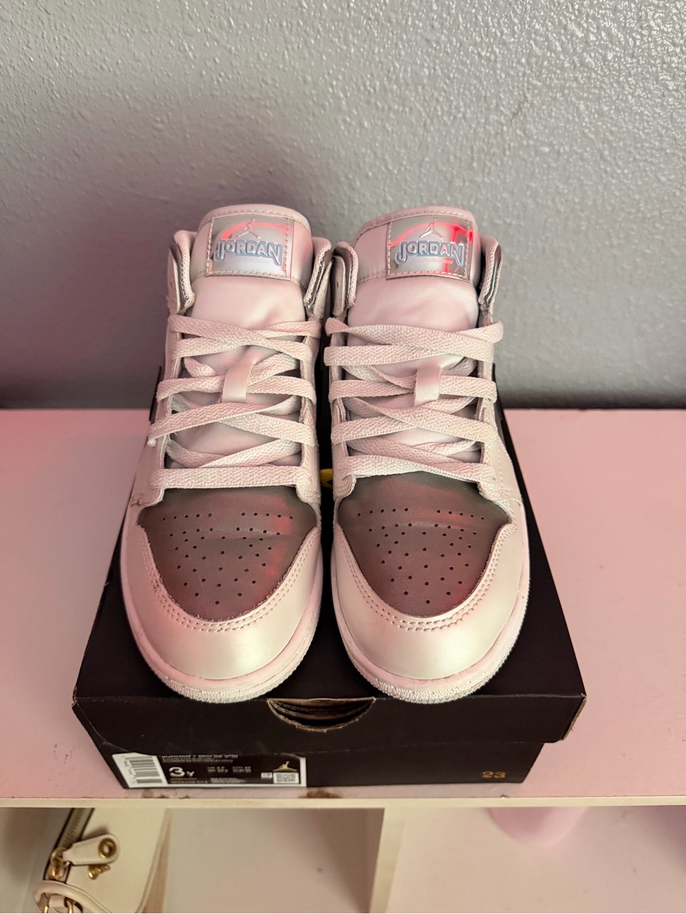 Jordan Kids' White and Silver/Gray High-Top Sneakers